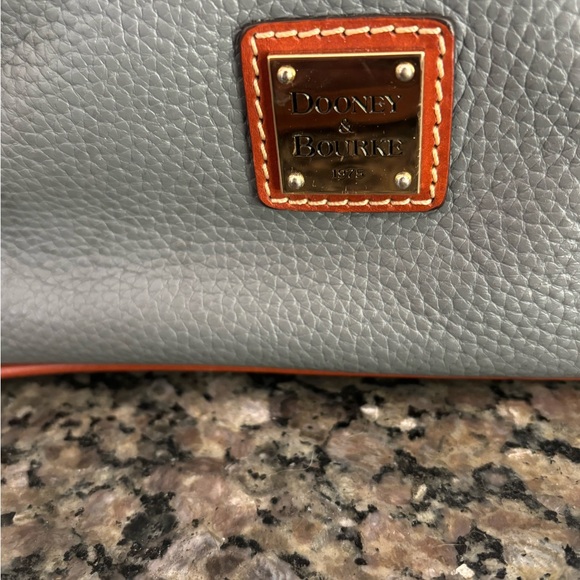 Dooney & Bourke Gray Leather Crossbody Bag with Brown Trim - Picture 2 of 9